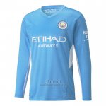 Camiseta Manchester City Primera Manga Larga 2021-2022
