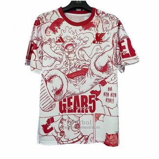 Camiseta Japon Anime Luffy 2025-2026 Blanco Rojo Tailandia