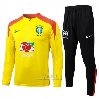 Chandal de Sudadera del Brasil Nino 2025-2026 Amarillo