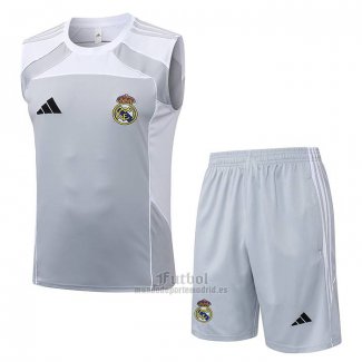Chandal del Real Madrid Sin Mangas 2025-2026 Gris Blanco
