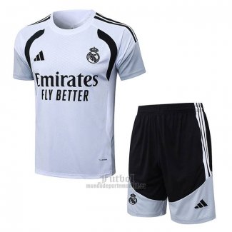 Chandal del Real Madrid Manga Corta 2025-2026 Blanco - Pantalon Corto