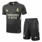 Chandal del Real Madrid Manga Corta 2025-2026 Gris Verde - Pantalon Corto