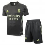Chandal del Real Madrid Manga Corta 2025-2026 Gris Verde - Pantalon Corto