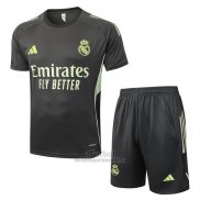 Chandal del Real Madrid Manga Corta 2025-2026 Gris Verde - Pantalon Corto
