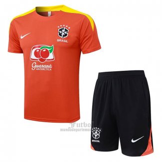 Chandal del Brasil Manga Corta 2025-2026 Naranja - Pantalon Corto