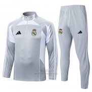 Chandal de Sudadera del Real Madrid Nino 2025-2026 Gris Blanco