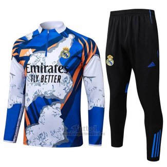 Chandal de Sudadera del Real Madrid Nino 2025-2026 Azul Blanco