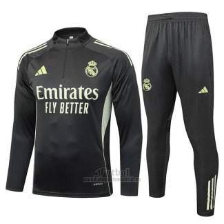 Chandal de Sudadera del Real Madrid Nino 2025-2026 Gris Verde