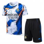 Chandal del Real Madrid Manga Corta 2025-2026 Blanco Azul - Pantalon Corto