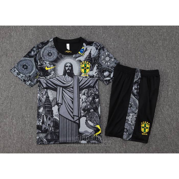Chandal del Brasil Jesus Manga Corta 2024-2025 Negro - Pantalon Corto