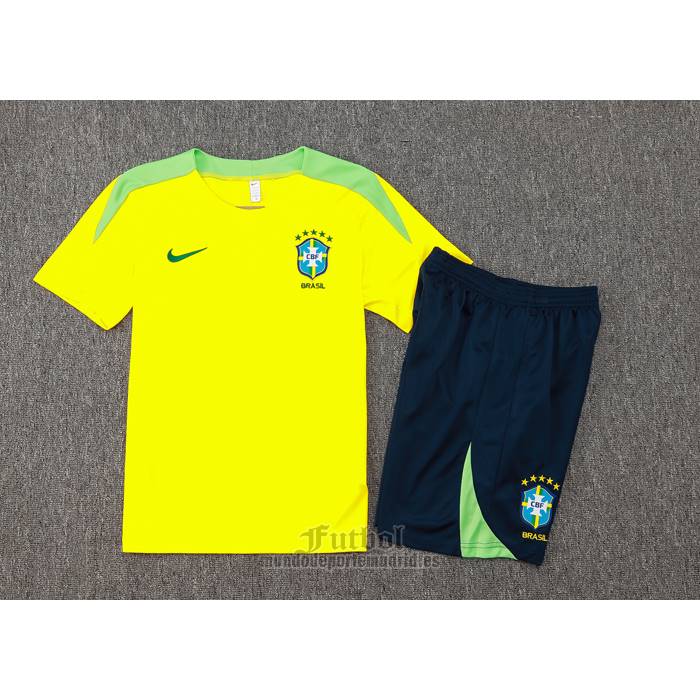 Chandal del Brasil Manga Corta 2024-2025 Amarillo - Pantalon Corto
